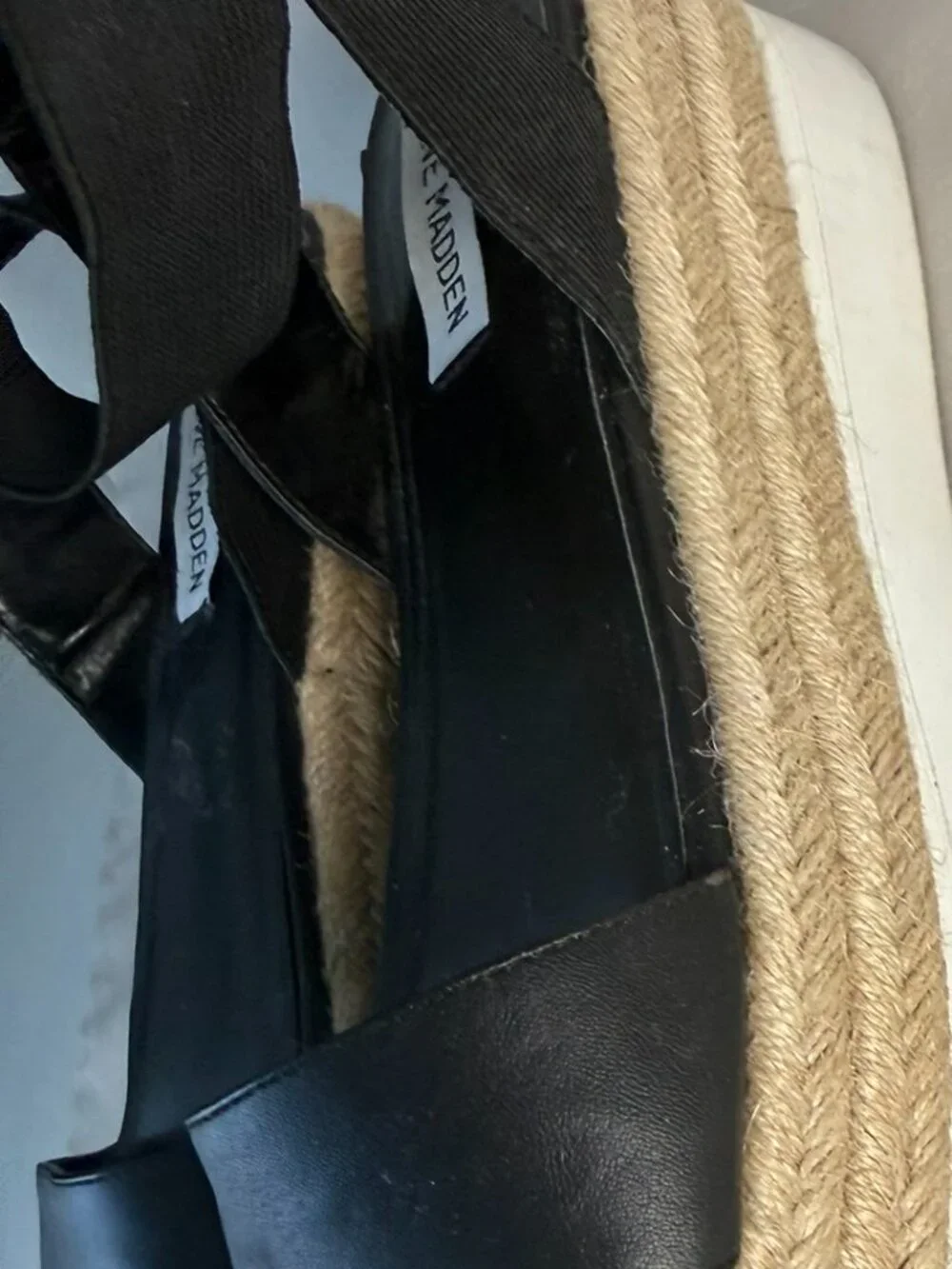 Steve Madden Kylee Black Espadrille Flatform Sandals Women's